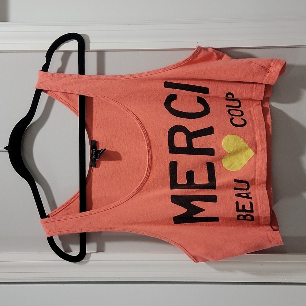 Forever 21 Merci Beau Coup Top Cropped Overlay